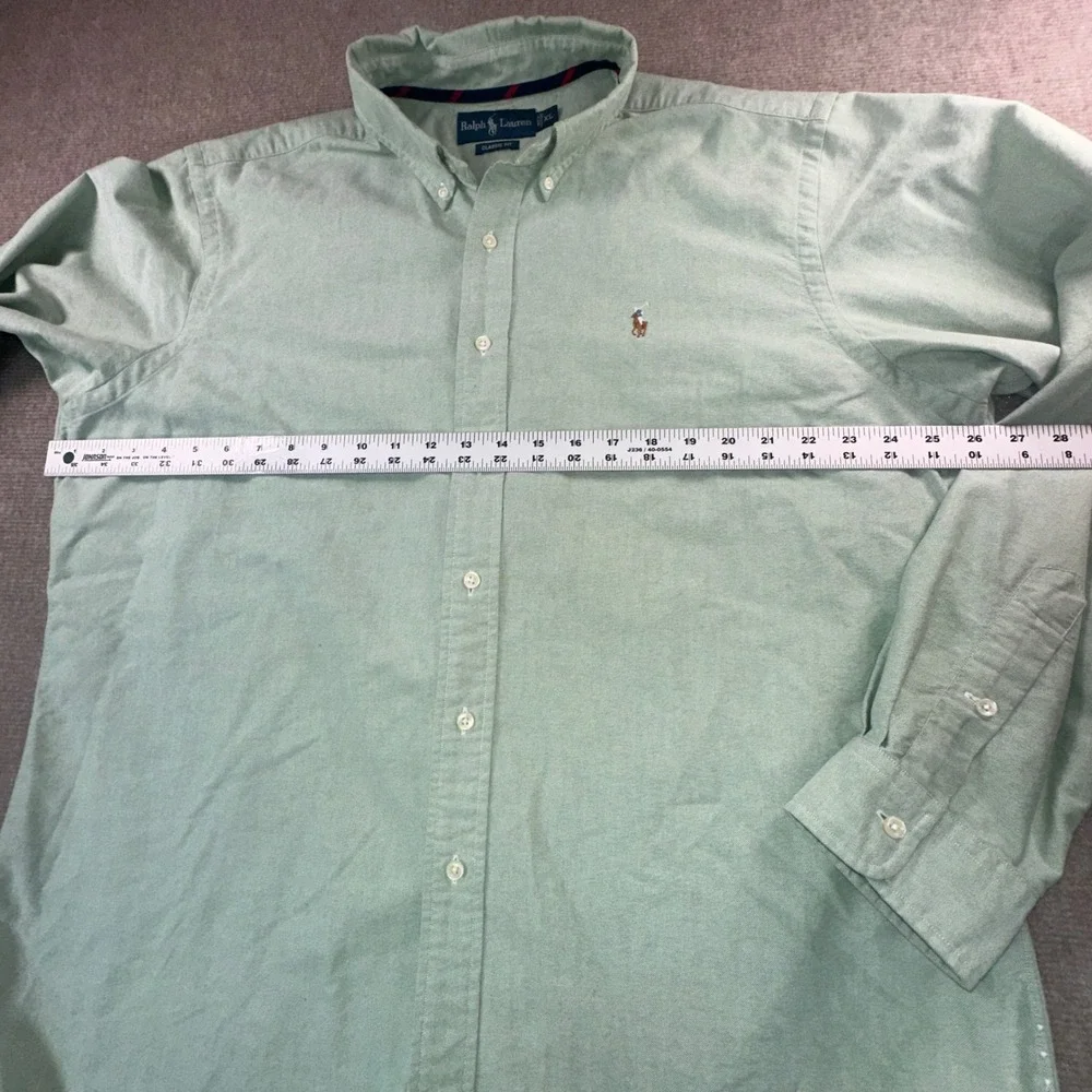 Polo Ralph Lauren Mens XL Classic Fit Oxford Button Down Shirt Green Long Sleeve
